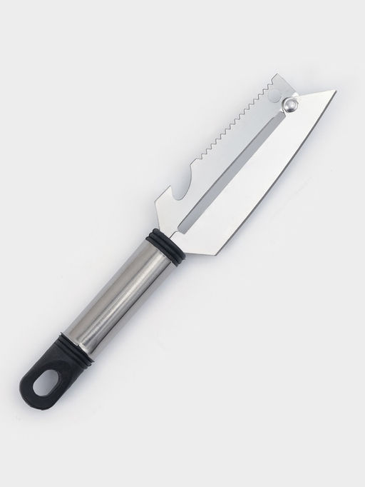 Цена за 2 шт. Шинковка, нож для нарезки, открывалка Доляна Помощник, 3 в 1, 19.5 см (лезвие 9.8 см), цвет серебряный, чёрный