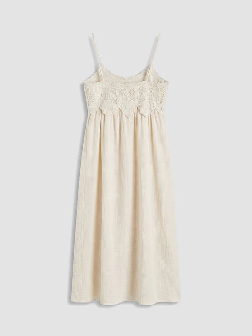 ?p Ask?l? Dantel Detayl? Poplin Elbise