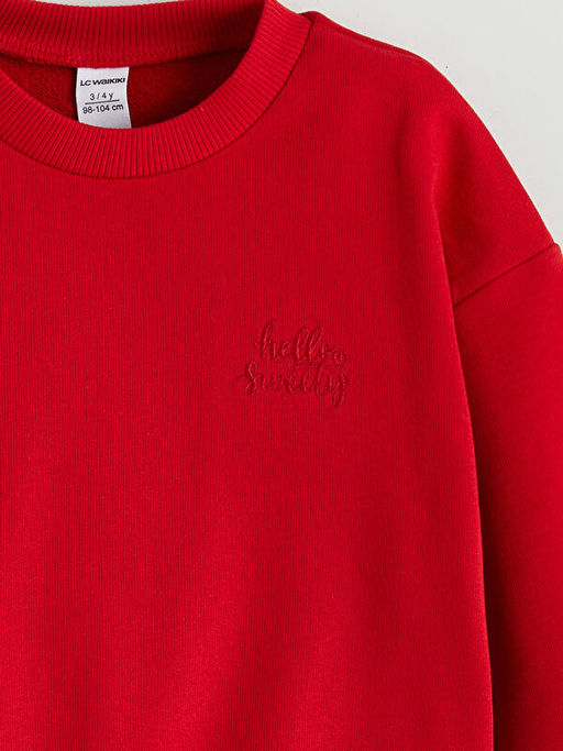 Bisiklet Yaka Nak??l? K?z ?ocuk Sweatshirt