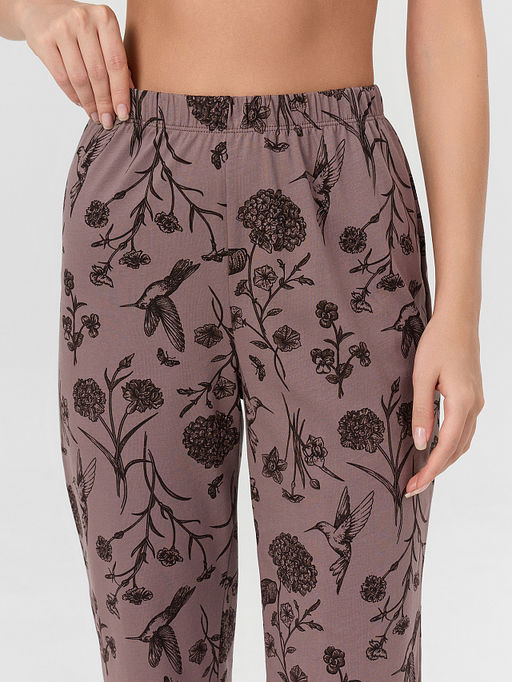 Бриджи домашние женские коричневые с принтом - Mark formelle фото 4