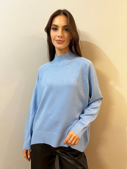 K13071 Джемпер (вязаный трикотаж) ГОЛУБОЙ