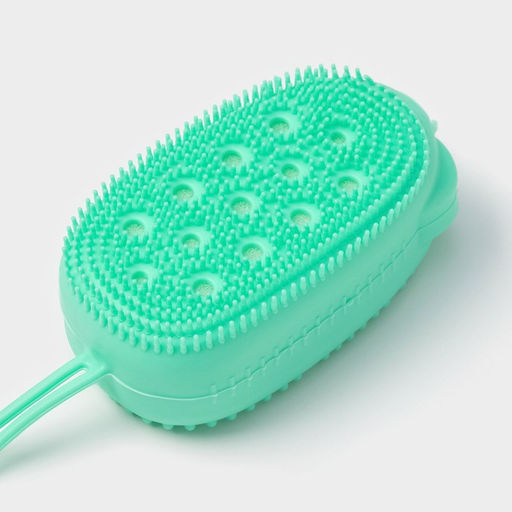 Щётка массажная силиконовая для тела с поролоном Доляна «Мышонок», зелёная