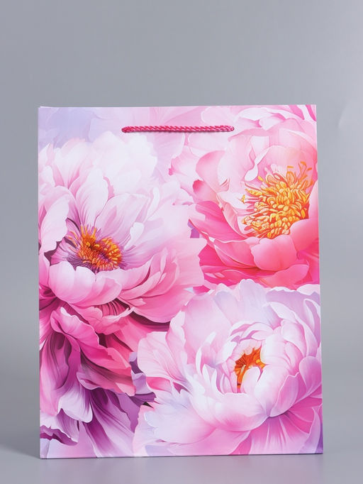 Пакет подарочный ламинированный «Пионы», 26×12×32 см