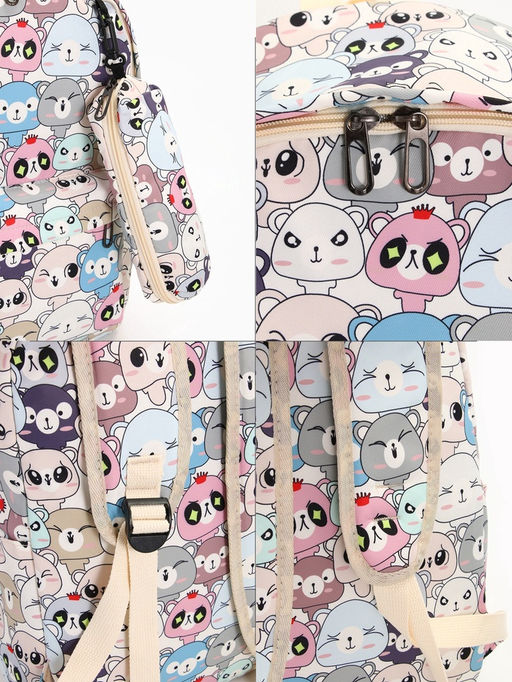 Набор: рюкзак школьный и пенал, с карманами, с принтом, размер 29?12?41 см, розовый/разноцветный