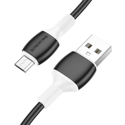 Цена за 2 шт. Кабель microUSB - USB, 1 м, "BX84 Rise", в коробке (6974443386783) "Borofone", черный, 2.4A