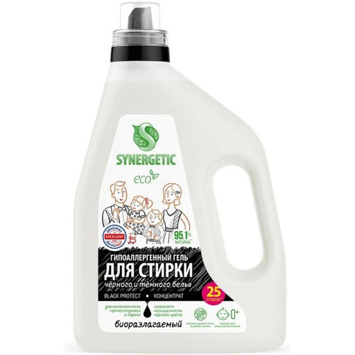 Гель для стирки черного белья SYNERGETIC, 1,5л  фото 2