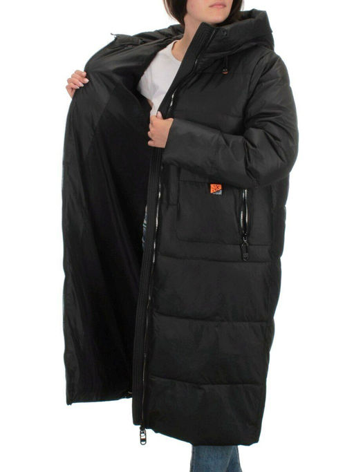H-2209 BLACK Пальто зимнее женское (200 гр .холлофайбер) - Фабричный китай фото 7