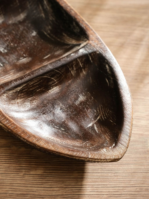 Менажница «Лодочка», 30×13×5 см, дерево джати, тёмно-коричневая