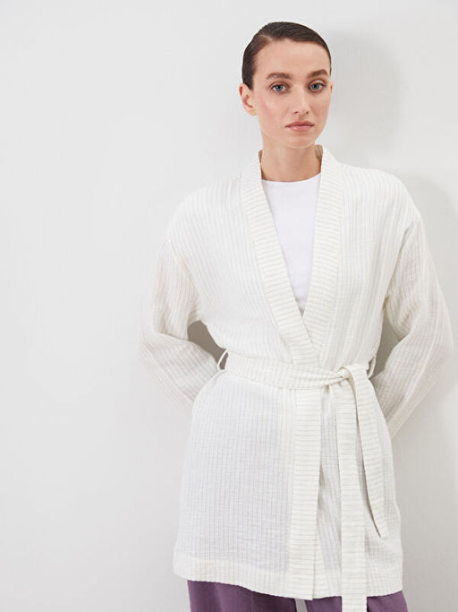 ?al Yaka ?izgili M?slin Kad?n Kimono