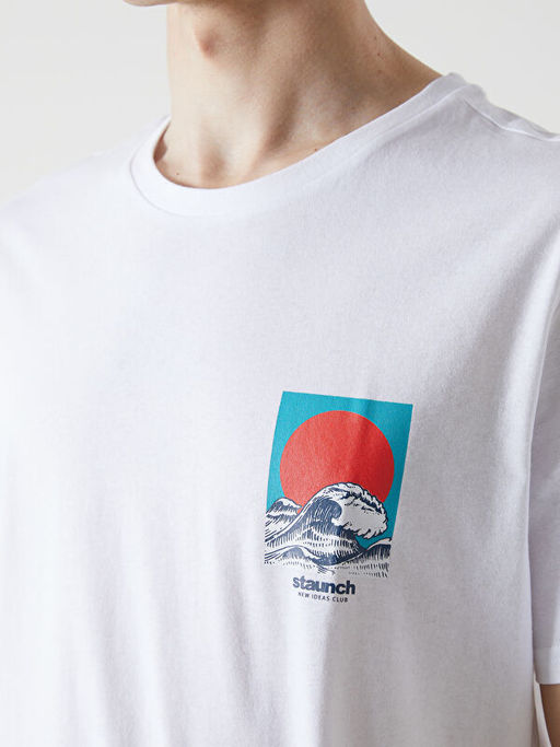 Bisiklet Yaka K?sa Kollu Bask?l? Penye Erkek Ti??rt