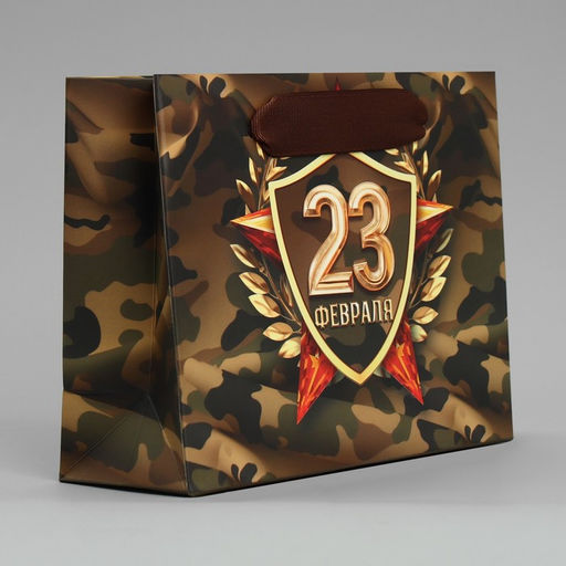 Цена за 2 шт. Пакет подарочный ламинированный, упаковка, «С 23 февраля», S 15×12×5.5 см