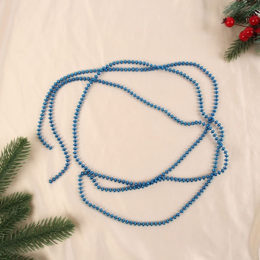 Цена за 3 шт. Бусы на ёлку Бусинки, длина 2 м, d=4 мм, синие
