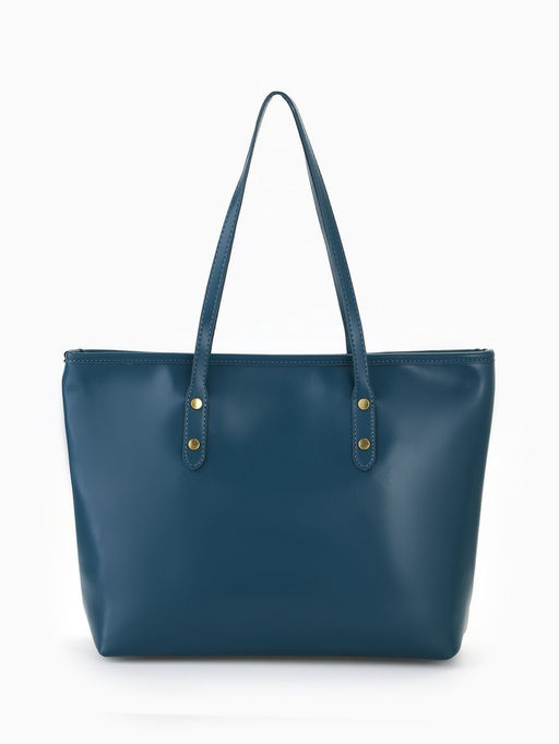 Сумка-шопер женская на молнии, размер 30.5×12×27 см, однотонная, синяя