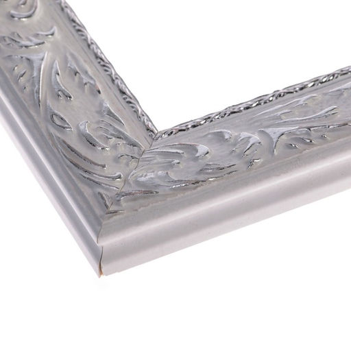 Рама для картин (зеркал) 80 х 100 х 4 см, дерево "Версаль", бело-серебристый