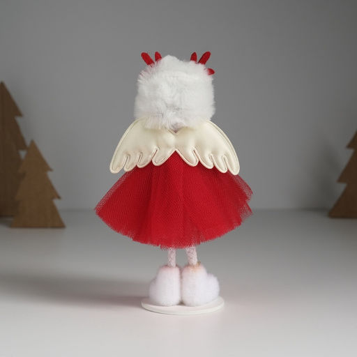 Кукла интерьерная Ангелочек в красном платье в шапке с оленьими рожками 5х5,5х16,5 см - Simaland фото 4