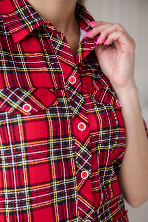 Туника женская из кулирки Ария красная клетка - Амадэль фото 3