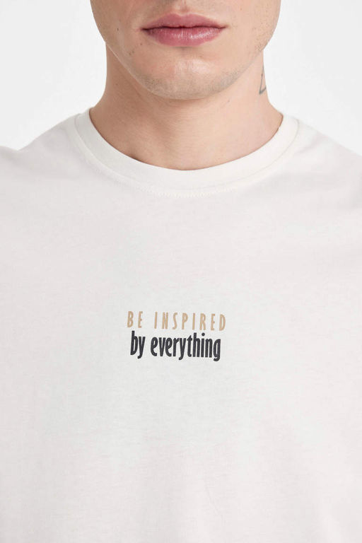 Облегающая футболка с коротким рукавом и круглым вырезом с принтом - Defacto фото 6