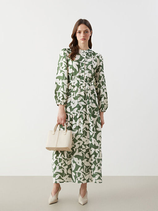 Hakim Yaka Desenli Elbise