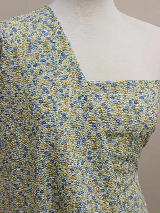 Импорт.хлопок Жатка Селеста (голубые цветы), ш.1.30м, хлопок-100%, 90гр/м.кв - Купава фото 2