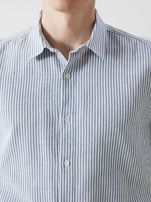 Regular Fit Uzun Kollu ?izgili Erkek G?mlek