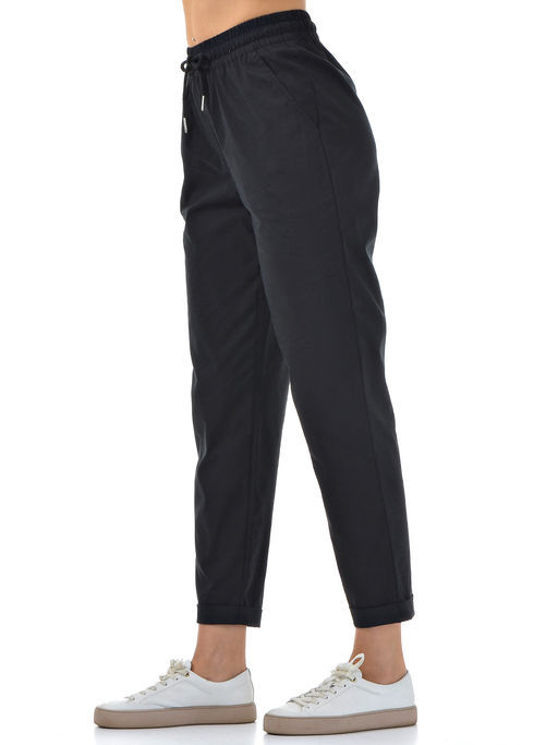 Хлопковые комфортные брюки резинка по поясу цвет ТЕМНО-СИНИЙ - А+б коллекция фото 5