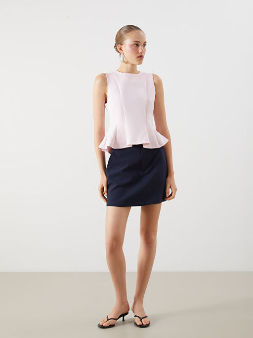 Bisiklet Yaka Peplum Bluz