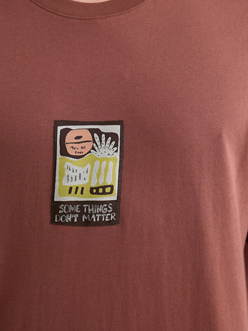 Bisiklet Yaka Bask?l? Penye Erkek Ti??rt