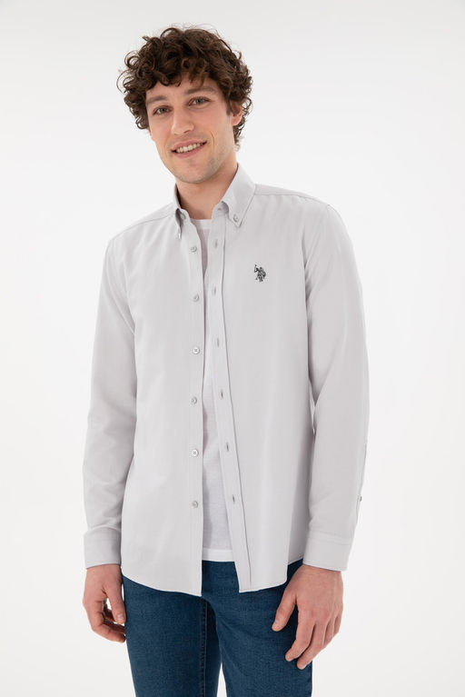 Erkek A__k Gri Uzun Kollu Basic G_mlek Sepette S_rpriz _ndirim - U.s. polo assn фото 2