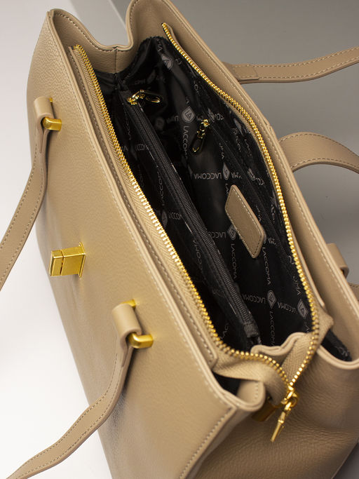 LACCOMA сумка TH1197-1P-капучино натуральная кожа полиэстер  фото 4