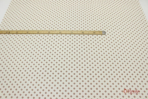 Муслин двухслойный с эф.фактурной стежки Коричневые ромашки на молочном-2, СОРТ2, ш.1.39м, хл-100% - Купава фото 2