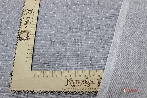Рогожка Белый горох на сером меланже №5, ш.1.5м, хлопок-100%, 165гр/м.кв - Купава фото 2