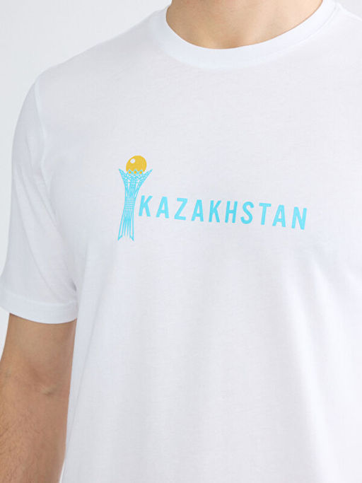 Bisiklet Yaka Bask?l? Penye Erkek Ti??rt