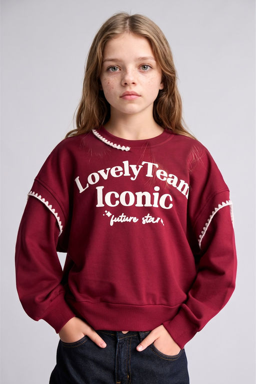 Relaxed Fit Bask_l_ Sweatshirt K_z _ocuk - Defacto фото 4
