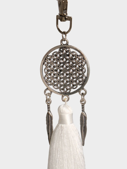 Брелок-кисточка «Ловец снов», 17 см, белый, серебристый