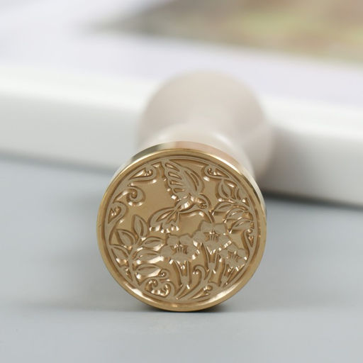 Печать для сургуча с пластиковой ручкой «Колибри в цветах», 2.5×2.5 см