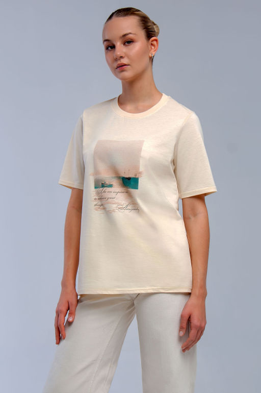 Арт. 31139 Футболка женская 44-52 (5 шт) Цвет:светло-бежевый - Калинка фото 15