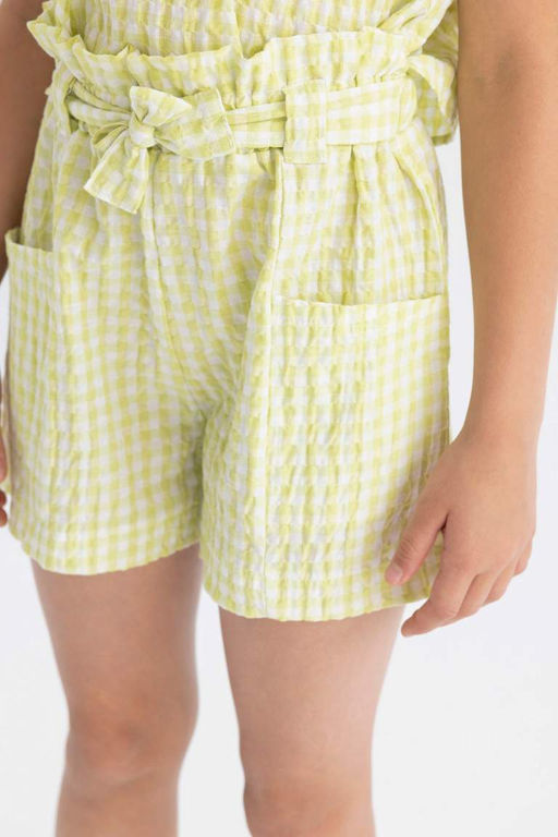 Клетчатые шорты из бумажного пакета для девочек - Defacto фото 7