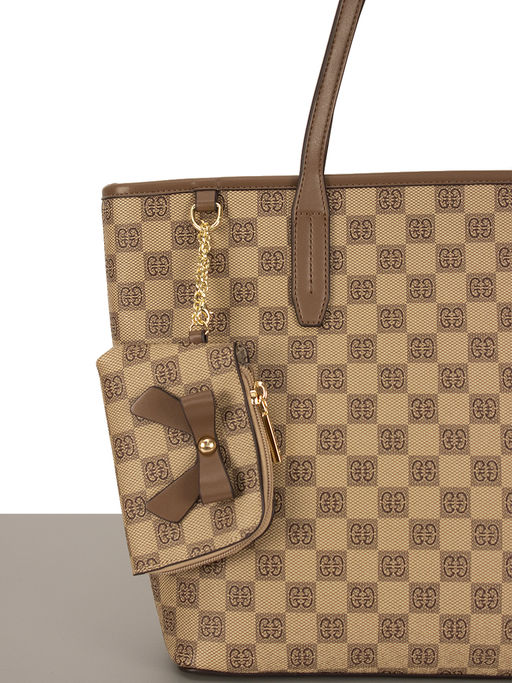 LАСCOMA сумка АС168-шахматы-бежевый-коричневый эко кожа-канва - Laccoma фото 3