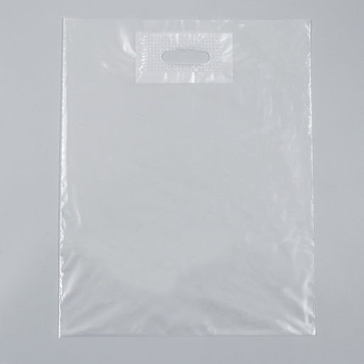 Цена за 50 шт. Пакет полиэтиленовый с вырубной ручкой, прозрачный 30-40 См, 60 мкм