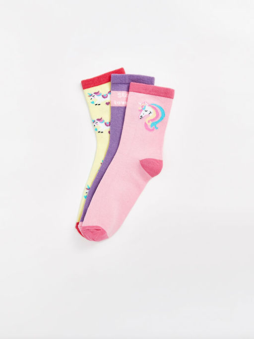 Desenli K?z ?ocuk Soket ?orap 3l? - Waikiki фото 2