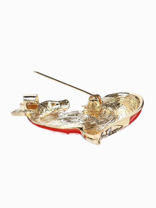 Брошь «Лиса» хитрая, стразы, цвет оранжево-белый в золоте