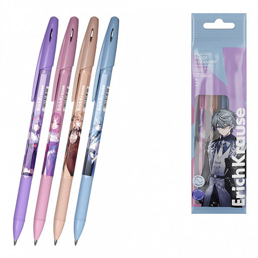Цена за 50 шт. Ручка шариковая ErichKrause R-301 Stick&Grip Manga 0.7, цвет чернил синий (в коробке по 50 шт.)  фото 3