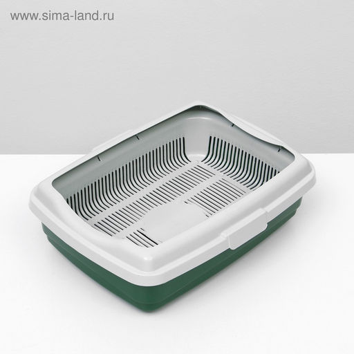 Лоток большой с сеткой и бортиком Atlantis «Стандарт», 43×33×12.5 см, зеленый