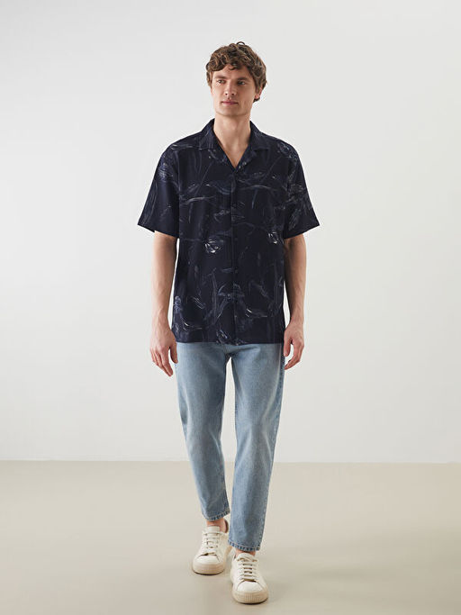 Regular Fit K?sa Kollu Desenli Erkek G?mlek