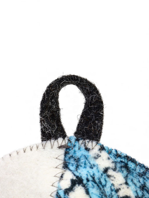 Шапка для бани с принтом "Березки и небо", белая