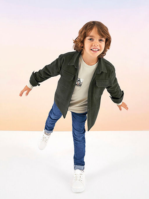 Bisiklet Yaka Bask?l? Uzun Kollu Erkek ?ocuk Ti??rt - Waikiki фото 3