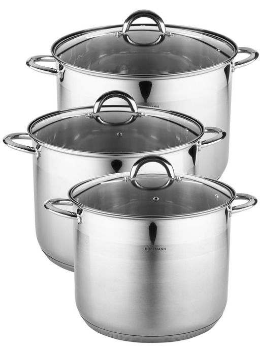 Набор кастрюль 6 пр. нержавеющая ст. (кастрюли 3шт-14,2л, 16,2л, 19,2л) НМ 6699