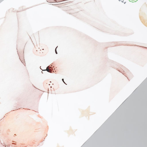 Наклейка интерьерная цветная «Зайчик с сачком», декор на стену, 30×60 см