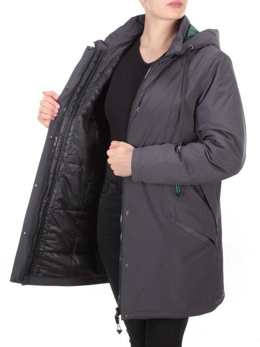 22-915 DARK GRAY Куртка демисезонная женская (100 гр. синтепон) PLOOEPLOO - Фабричный китай фото 9