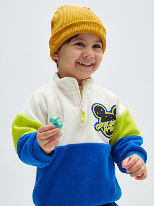 Dik Yaka Uzun Kollu Mickey Mouse Bask?l? Erkek Bebek Sweatshirt - Waikiki фото 3